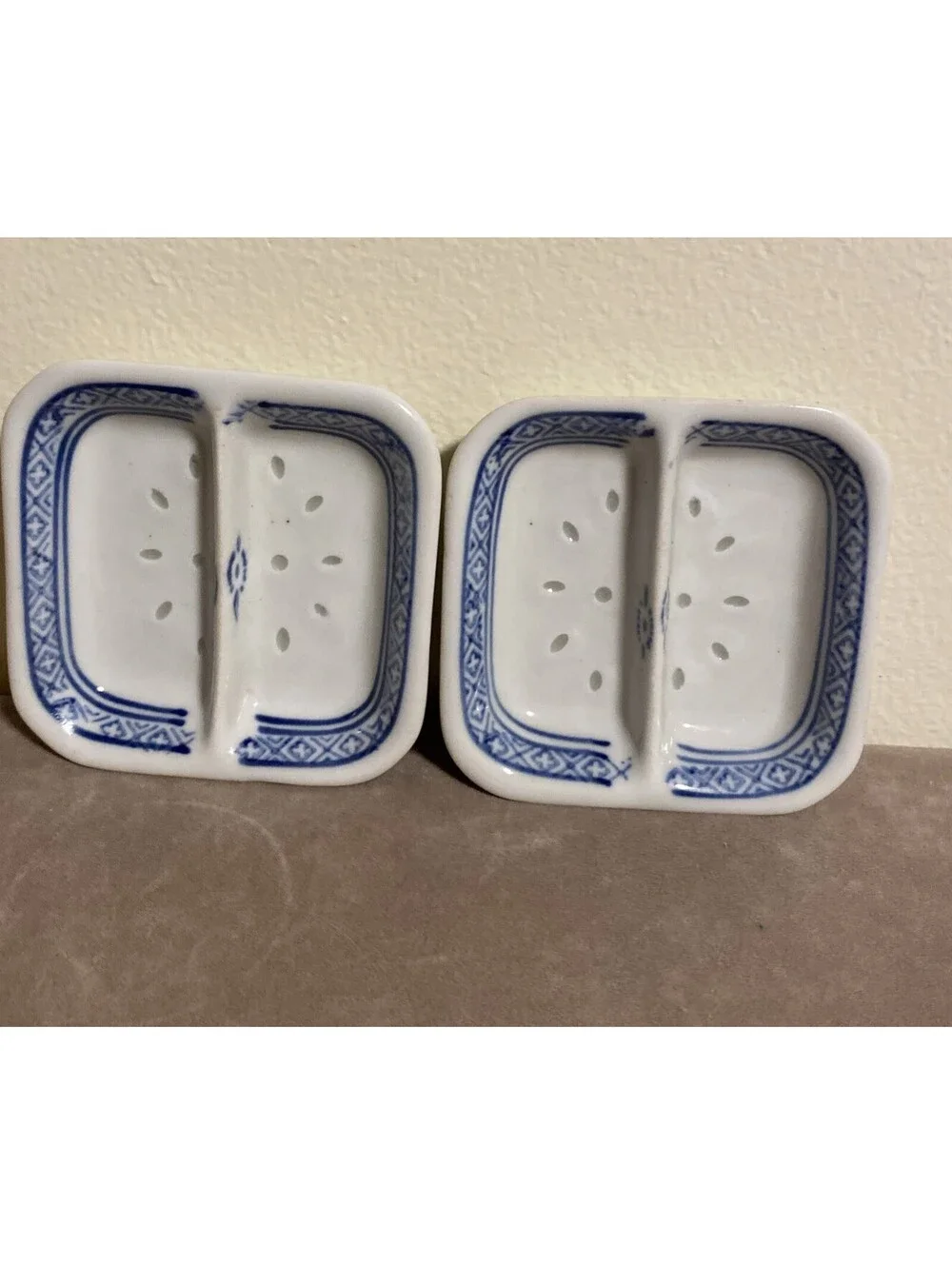 Watermelon Sauce Divided Dish Square 2 Count Blue & White 3